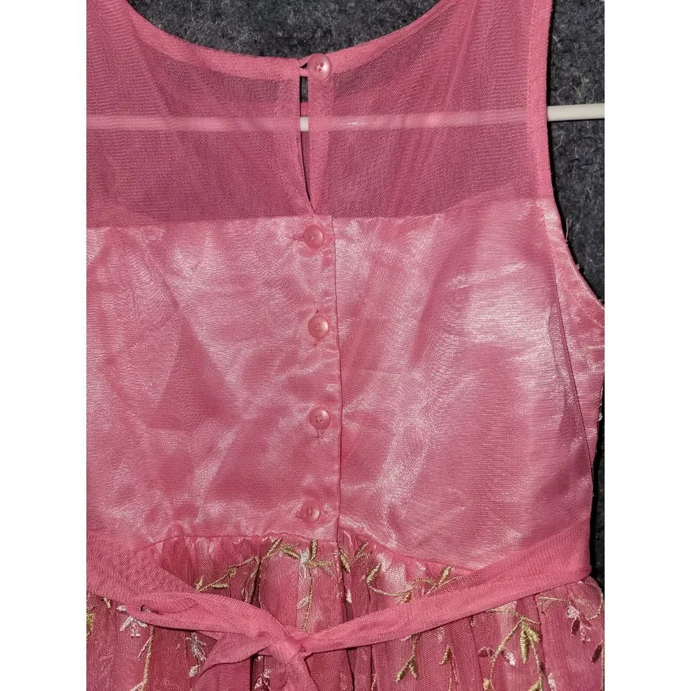 Jona Michelle Girls sleeveless‎ Dress Strawberry Embroidered Size 12